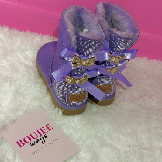 Lavender Bling Bow Boots