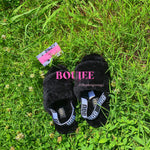 Black Fluff Yeah Slippers - Boujee Ways
