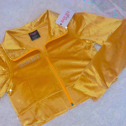 Officially Boujee Mini Cropped Jacket - Yellow