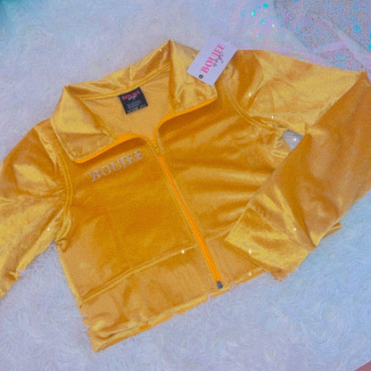 Officially Boujee Mini Cropped Jacket - Yellow
