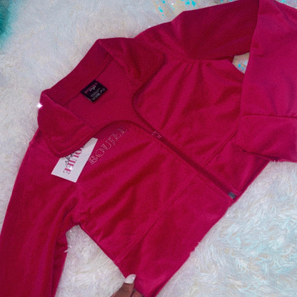 Officially Boujee Mini Cropped Jacket - Dark Pink
