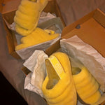 Yellow Fluff Yeah Slippers - Boujee Ways
