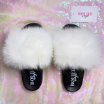Unicorn White Fur Slides 🤍🦄