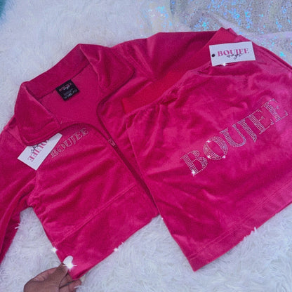 Officially Boujee Mini Cropped Jacket - Dark Pink