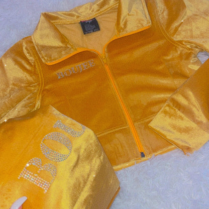 Officially Boujee Mini Cropped Jacket - Yellow
