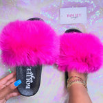 Pretty in Pink Fur Slides💗 - Boujee Ways™