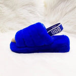 Royal Blue Fluff Yeah Slippers - Boujee Ways
