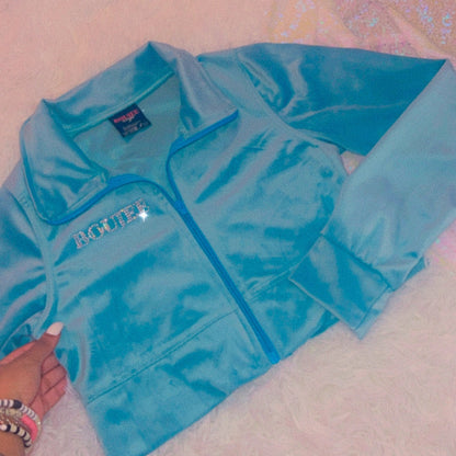 Officially Boujee Mini Cropped Jacket - Teal