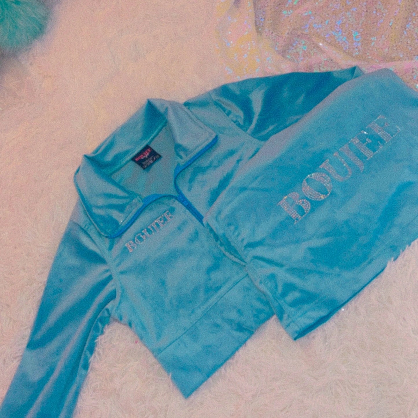 Officially Boujee Mini Cropped Jacket - Teal