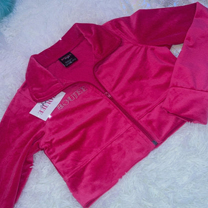 Officially Boujee Mini Cropped Jacket - Dark Pink