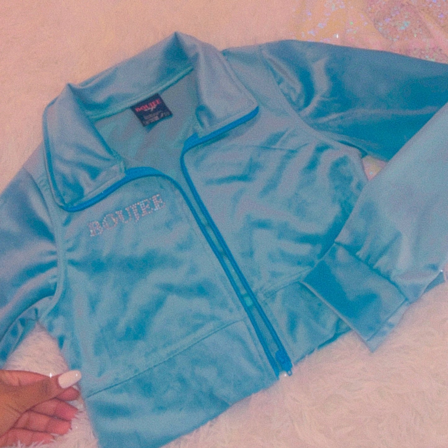 Officially Boujee Mini Cropped Jacket - Teal