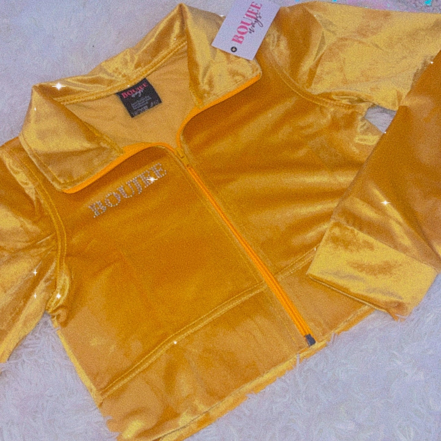Officially Boujee Mini Cropped Jacket - Yellow