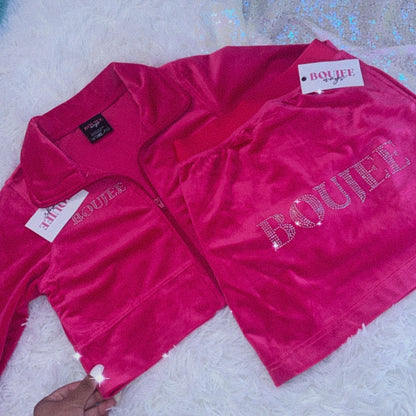 Officially Boujee Mini Cropped Jacket - Dark Pink