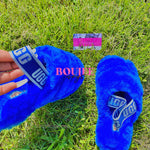 Royal Blue Fluff Yeah Slippers - Boujee Ways