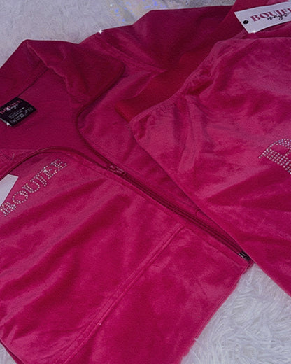 Officially Boujee Mini Cropped Jacket - Dark Pink