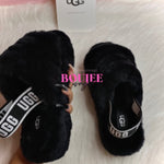 Black Fluff Yeah Slippers - Boujee Ways